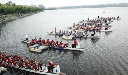 Küçükçekmece’de dragon boat yarışları